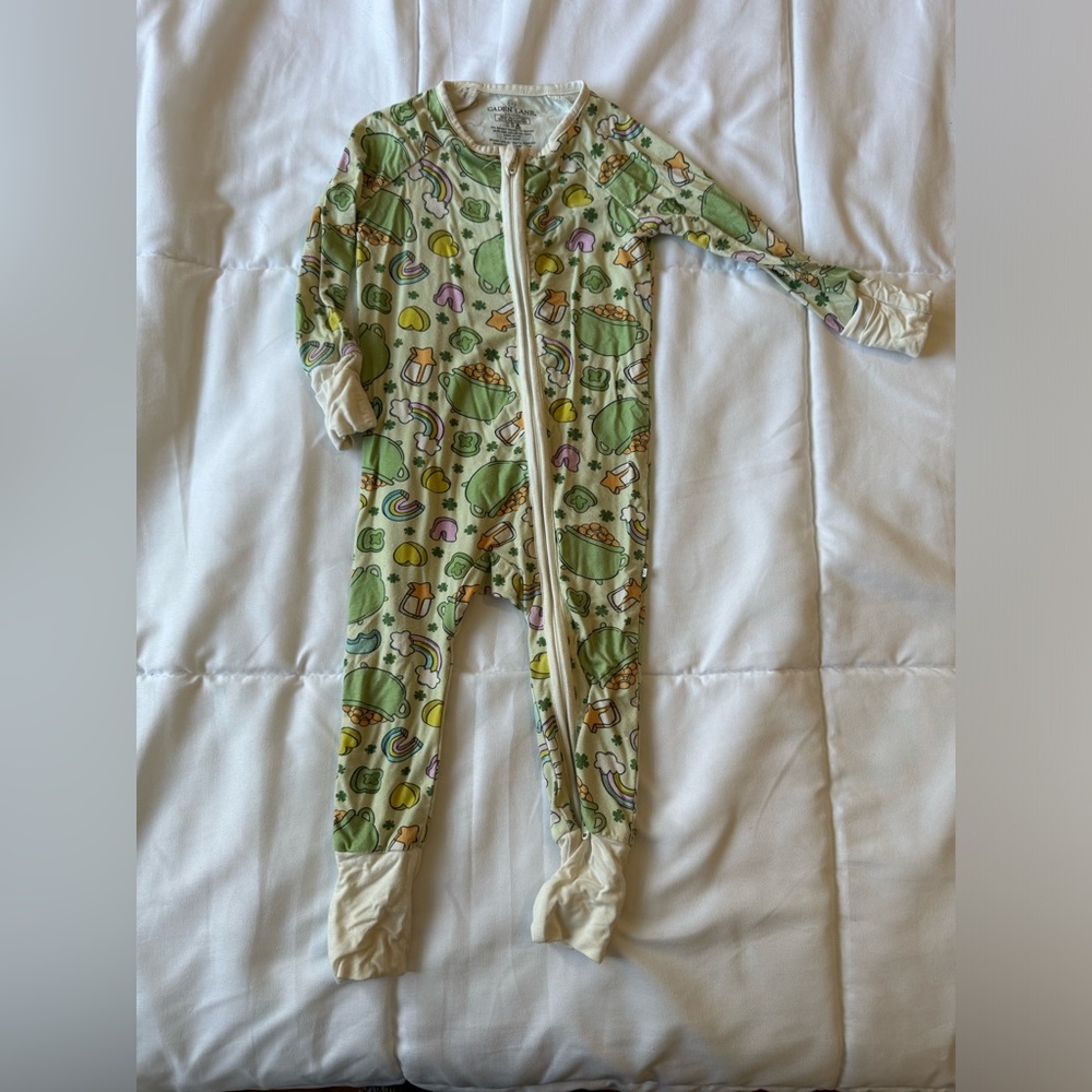 Caden Lane Lucky Clover Convertible Romper 6-12 months GUC